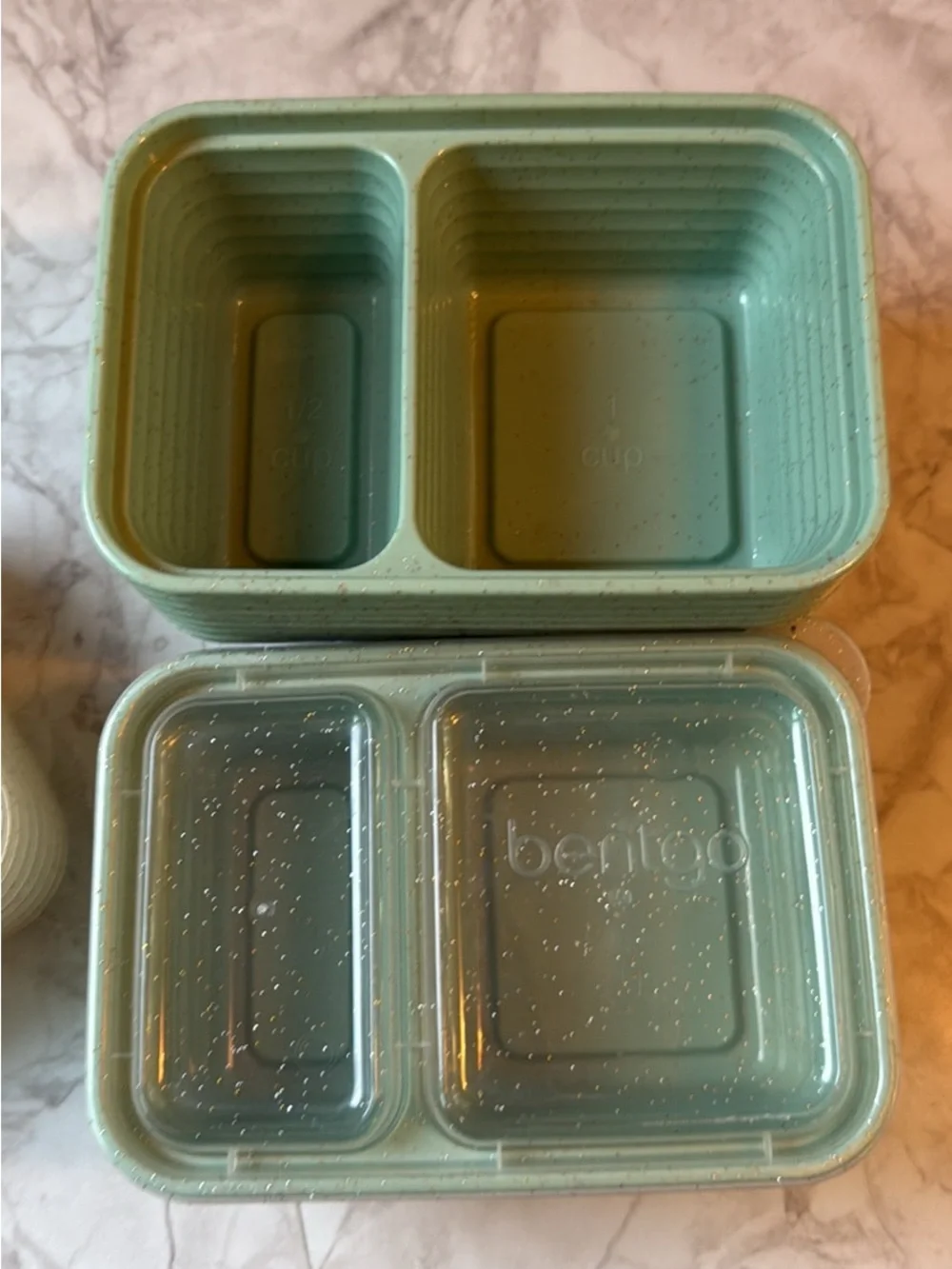 Stackable snack Prep Containers - Green and Cream